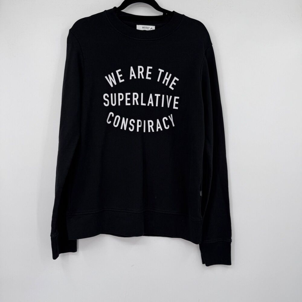 WeSC Men's M Black Crewneck Cotton Hipster Grunge Skater Stockholm Sweden‎